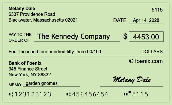 How to write a check for $4,453