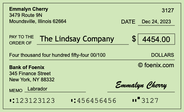 How to write a check for $4,454