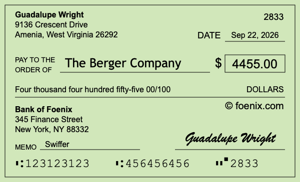 How to write a check for $4,455
