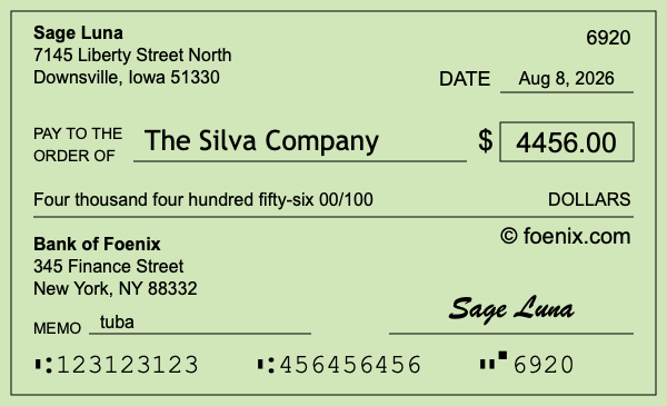 How to write a check for $4,456
