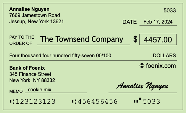 How to write a check for $4,457