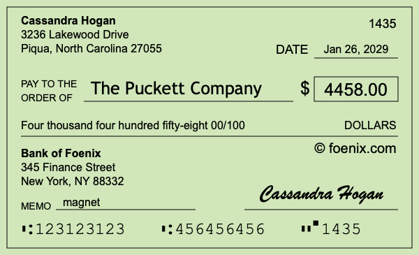 How to write a check for $4,458