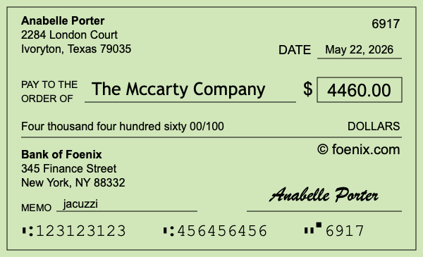 How to write a check for $4,460