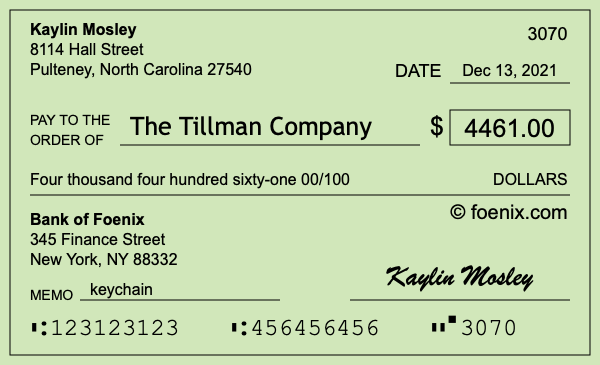 How to write a check for $4,461
