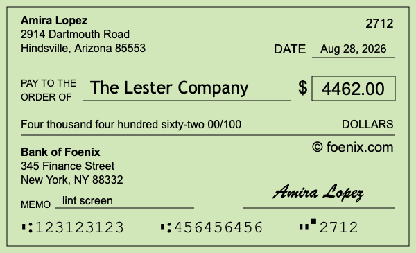 How to write a check for $4,462