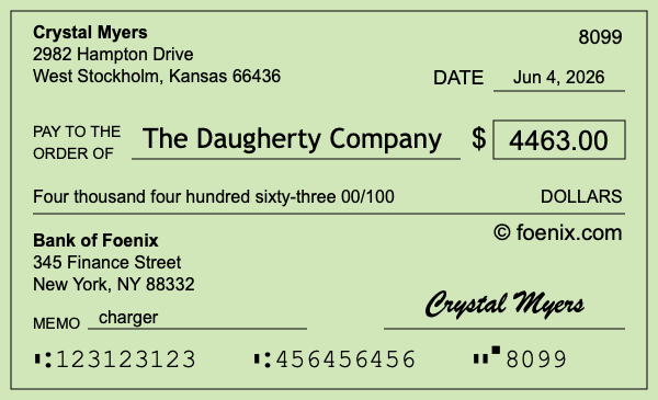 How to write a check for $4,463