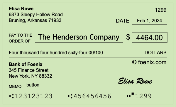 How to write a check for $4,464