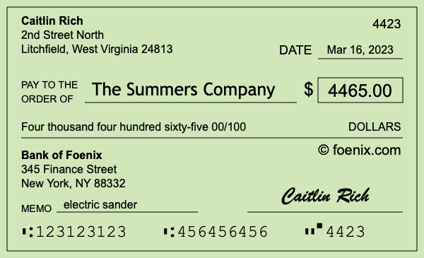 How to write a check for $4,465