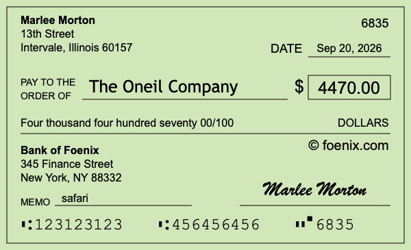 How to write a check for $4,470