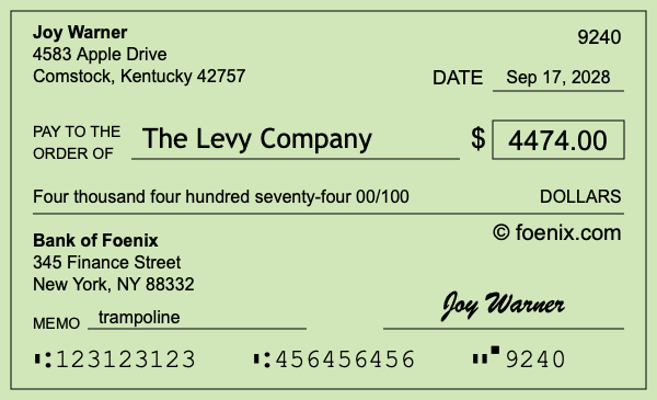 How to write a check for $4,474