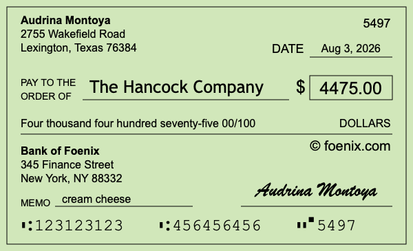 How to write a check for $4,475