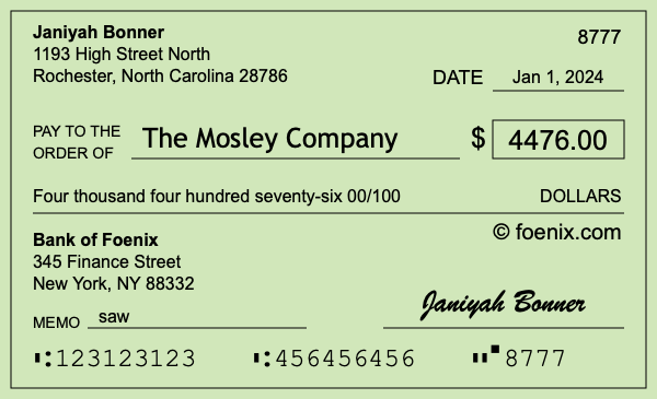 How to write a check for $4,476