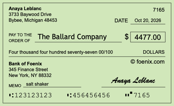 How to write a check for $4,477