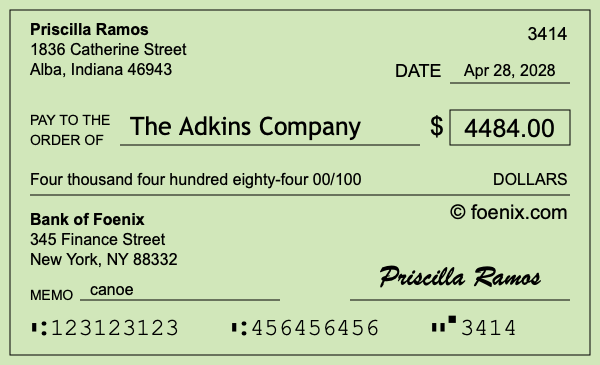 How to write a check for $4,484