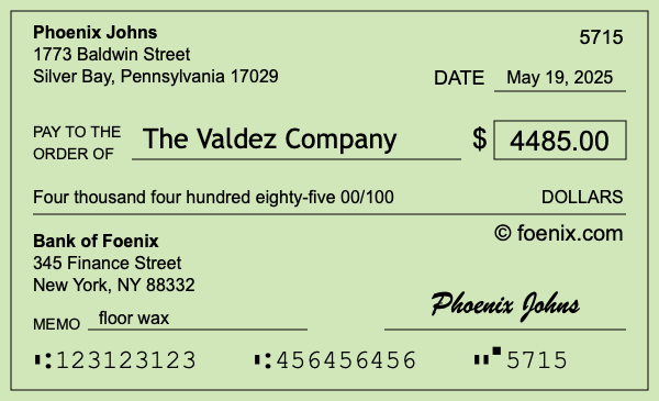 How to write a check for $4,485