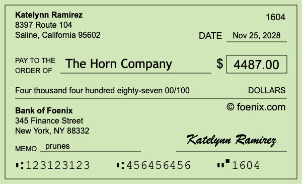 How to write a check for $4,487