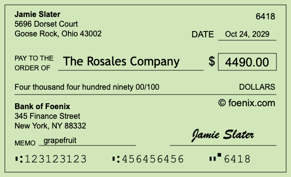 How to write a check for $4,490
