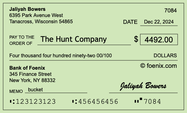 How to write a check for $4,492