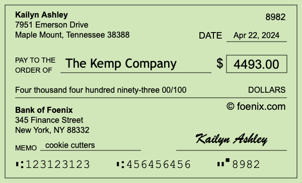 How to write a check for $4,493