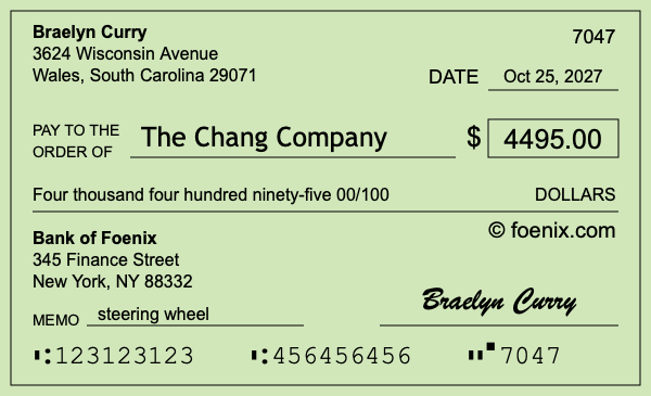How to write a check for $4,495