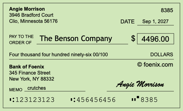 How to write a check for $4,496