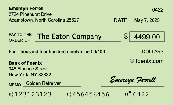 How to write a check for $4,499