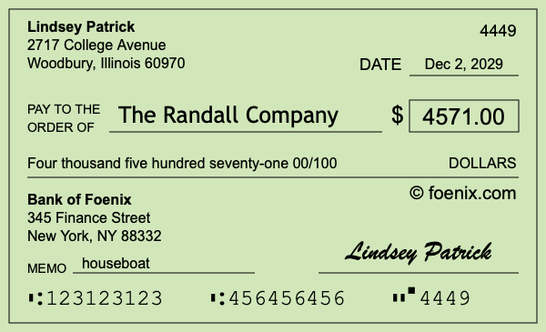 How to write a check for $4,571