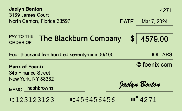 How to write a check for $4,579