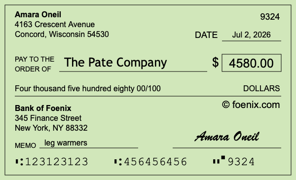 How to write a check for $4,580