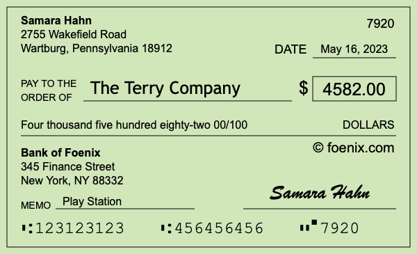 How to write a check for $4,582