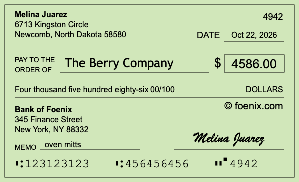 How to write a check for $4,586