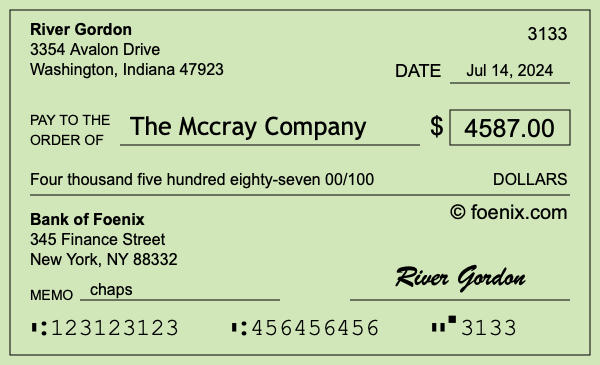 How to write a check for $4,587