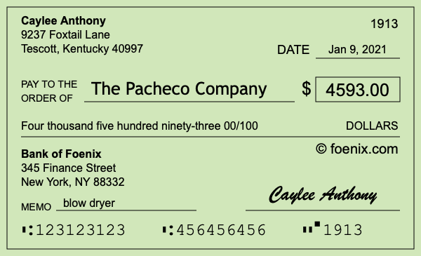 How to write a check for $4,593
