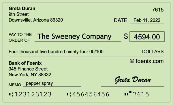 How to write a check for $4,594