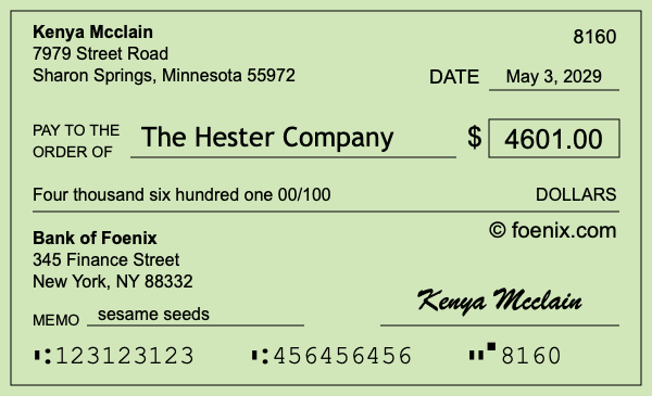 How to write a check for $4,601