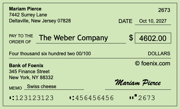 How to write a check for $4,602