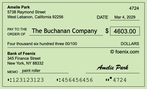 How to write a check for $4,603