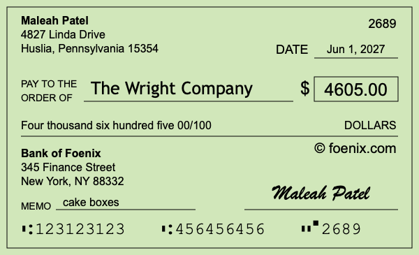 How to write a check for $4,605