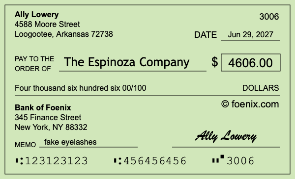 How to write a check for $4,606