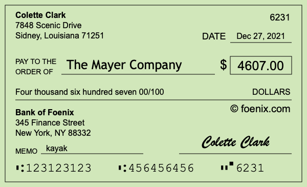 How to write a check for $4,607