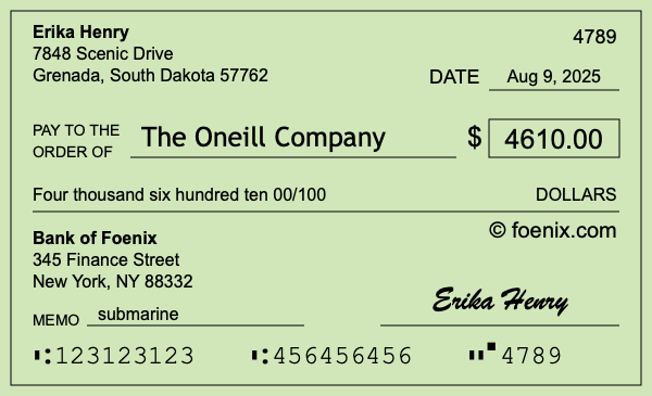How to write a check for $4,610