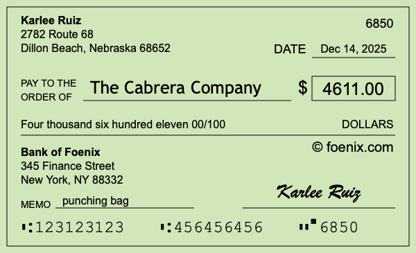 How to write a check for $4,611