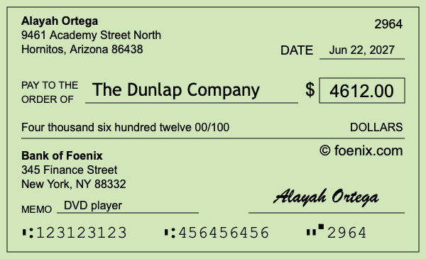 How to write a check for $4,612
