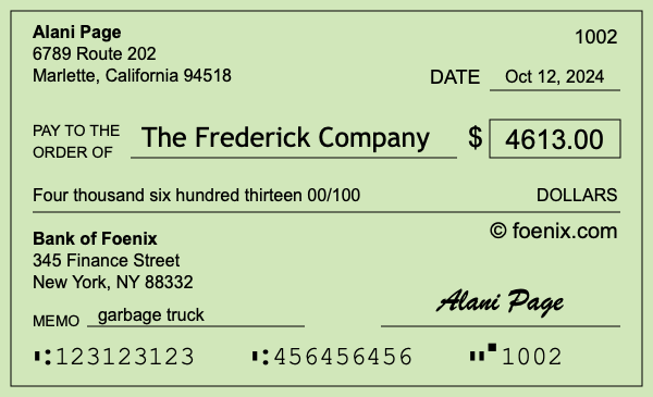How to write a check for $4,613