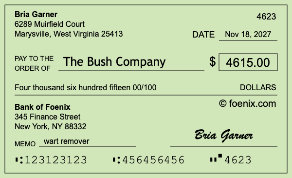 How to write a check for $4,615