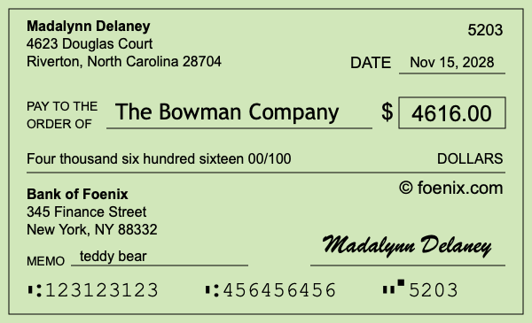 How to write a check for $4,616