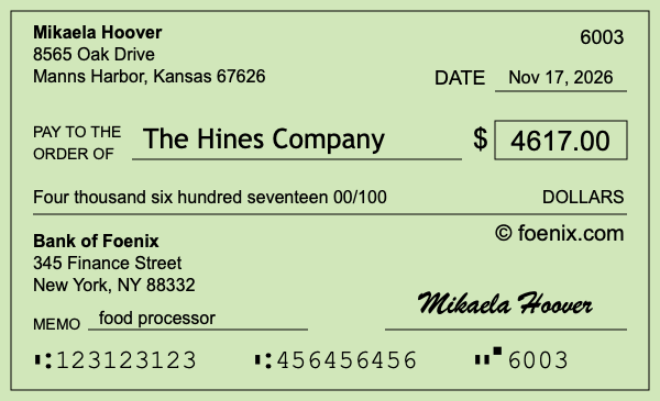 How to write a check for $4,617