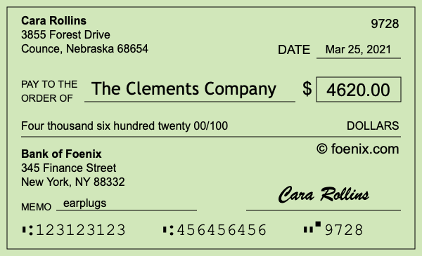 How to write a check for $4,620