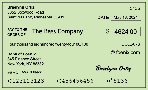 How to write a check for $4,624