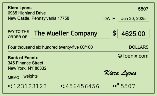 How to write a check for $4,625